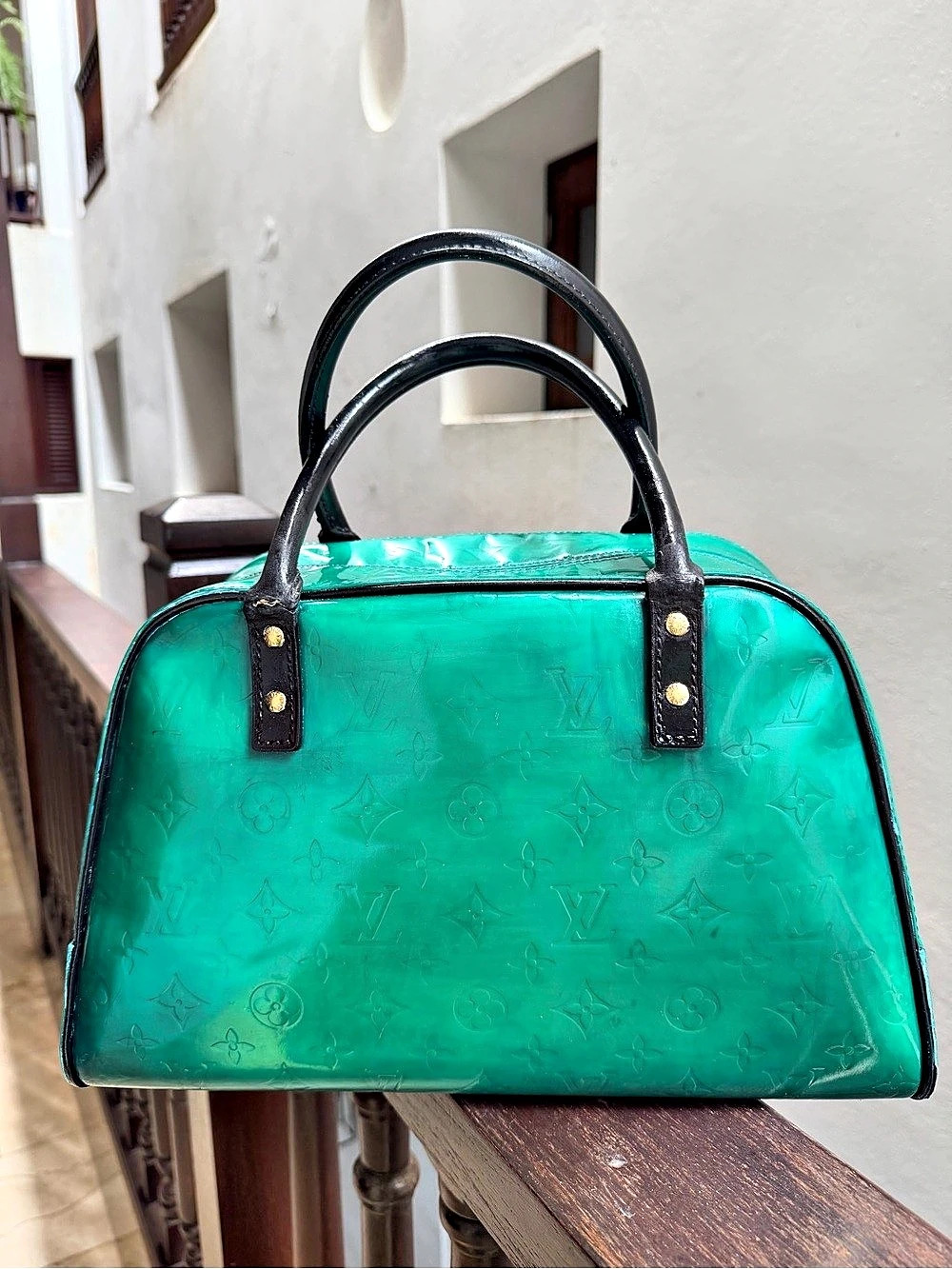 Louis Vuitton Monogram Satchel in Green & Black - Picture 3 of 10